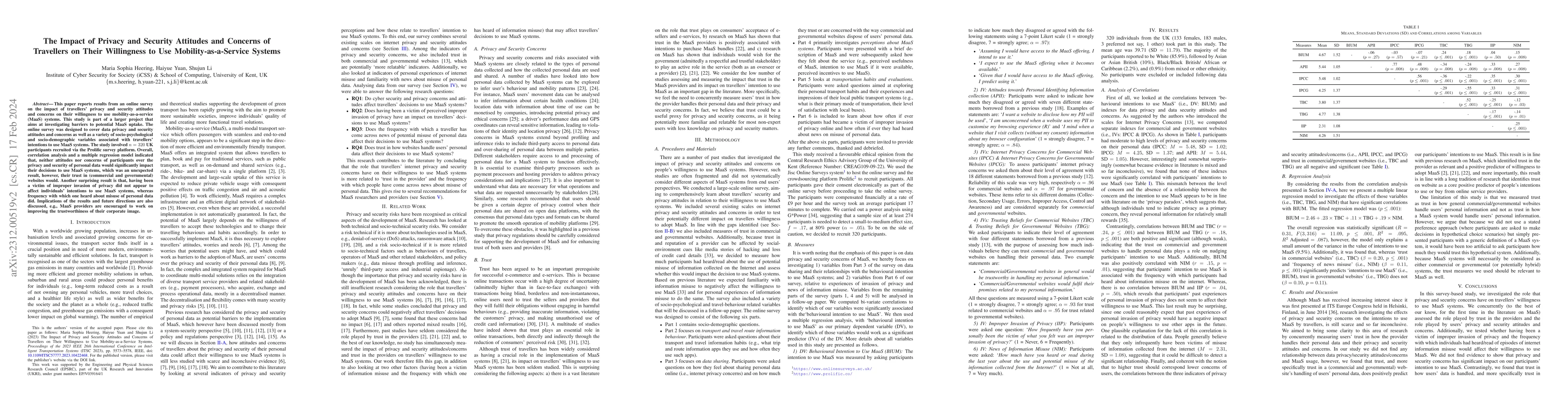 Thumbnail for The Impact of Privacy and Security Attitudes and Concerns of Travellers
  on Their Willingness to Use Mobility-as-a-Service Systems