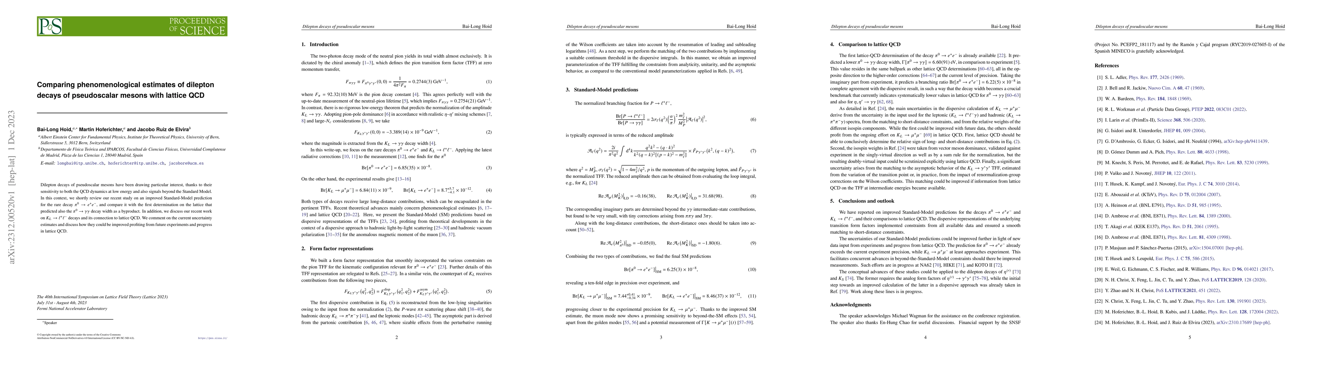 Thumbnail for Comparing phenomenological estimates of dilepton decays of pseudoscalar
  mesons with lattice QCD
