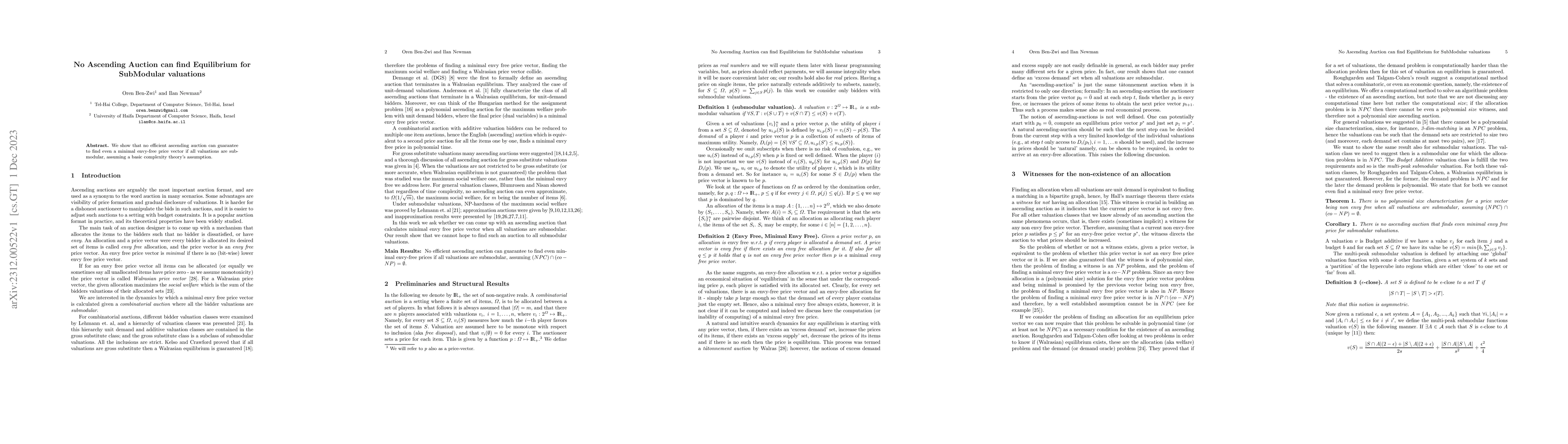 Thumbnail for No Ascending Auction can find Equilibrium for SubModular valuations