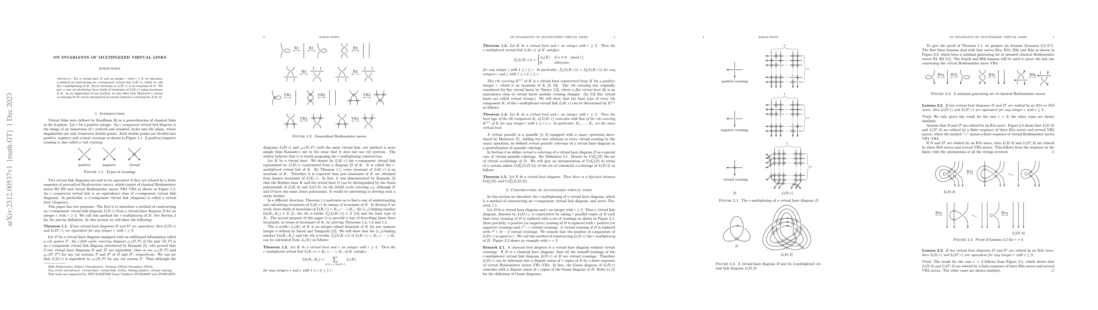 Thumbnail for On invariants of multiplexed virtual links