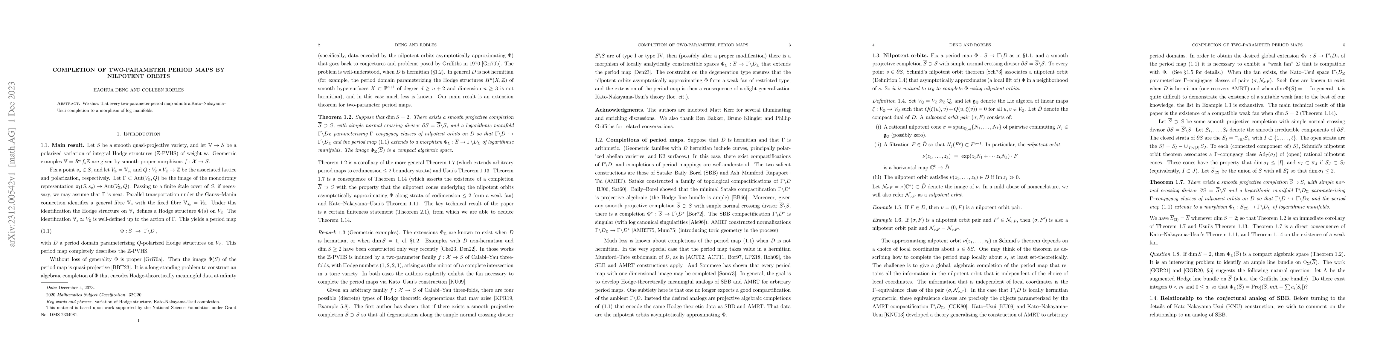 Thumbnail for Completion of two-parameter period maps by nilpotent orbits