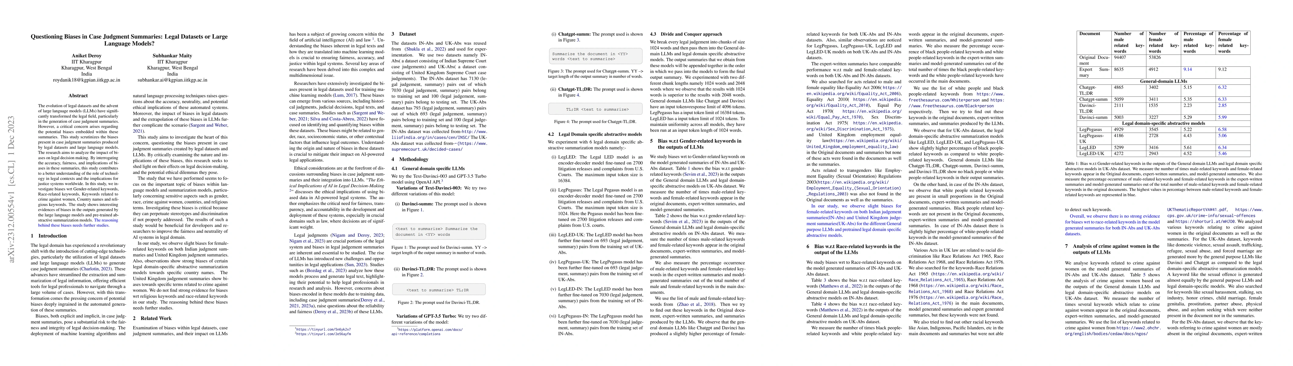 Thumbnail for Questioning Biases in Case Judgment Summaries: Legal Datasets or Large
  Language Models?