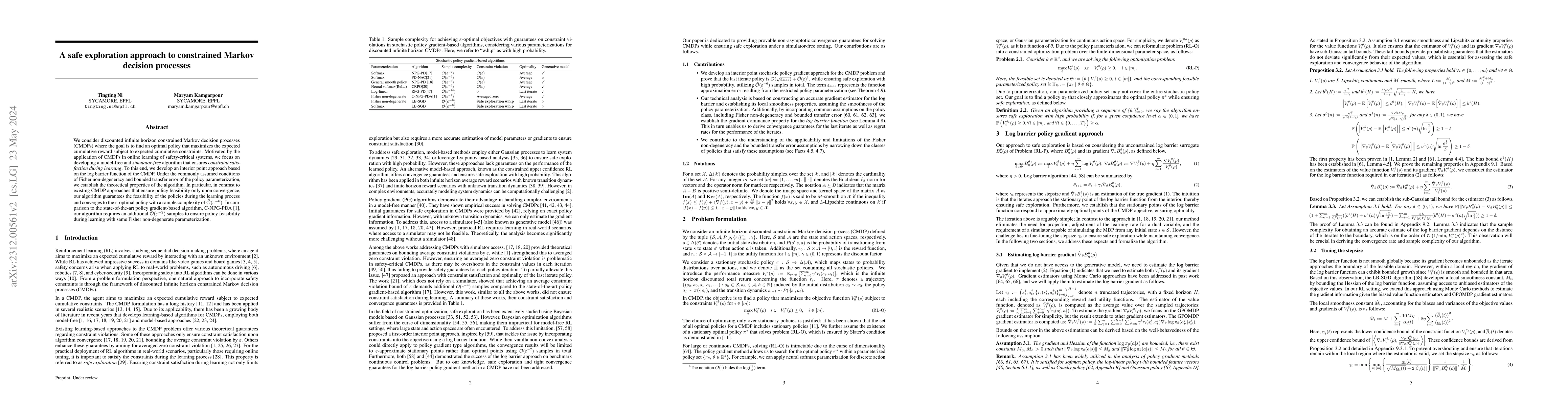 Thumbnail for A safe exploration approach to constrained Markov decision processes