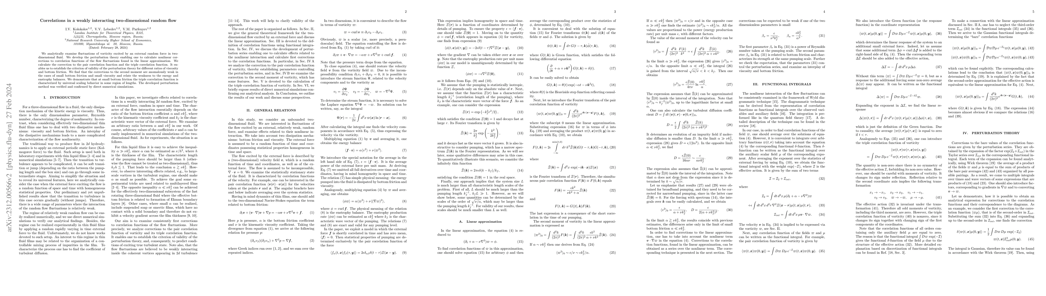 Thumbnail for Correlations in a weakly interacting two-dimensional random flow