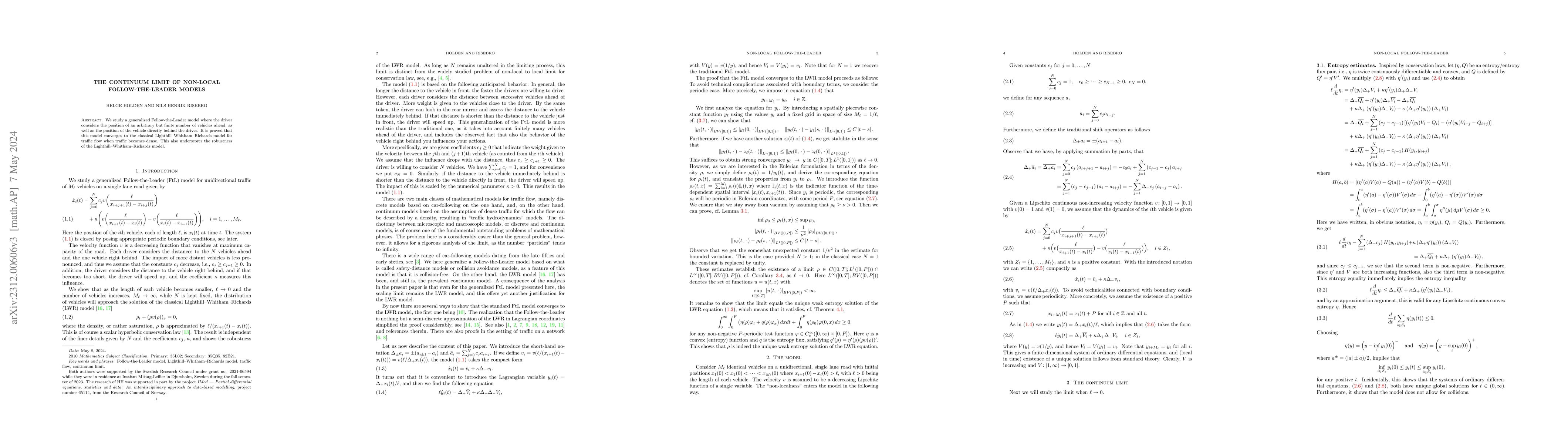 Thumbnail for The continuum limit of non-local Follow-the-Leader models