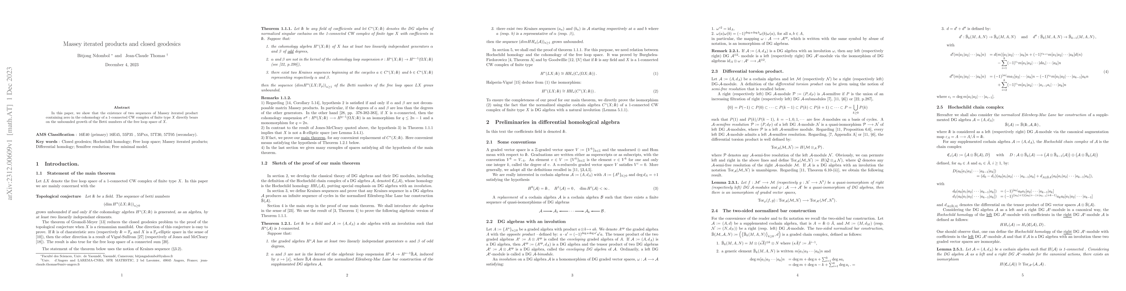 Thumbnail for Massey iterated products and closed geodesics