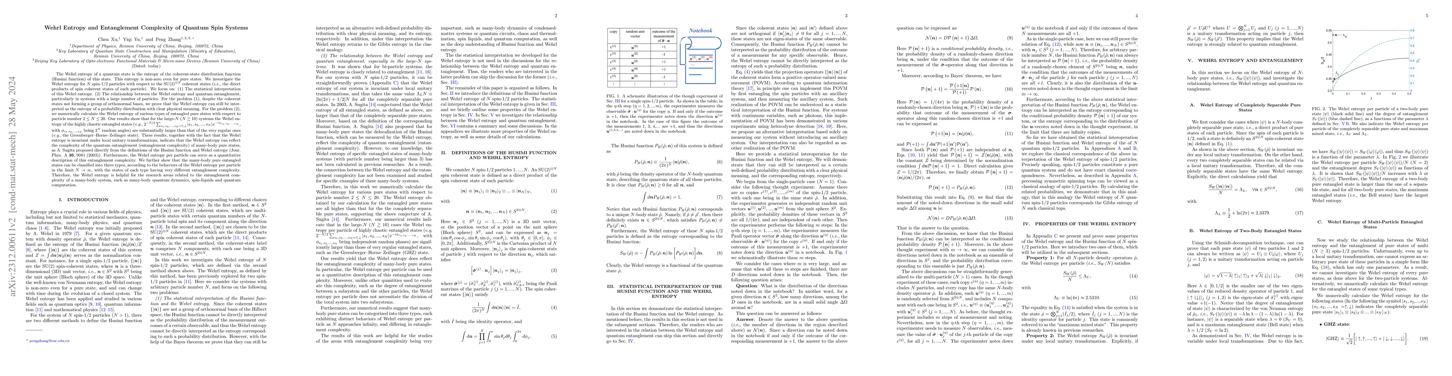 Thumbnail for Wehrl Entropy and Entanglement Complexity of Quantum Spin Systems