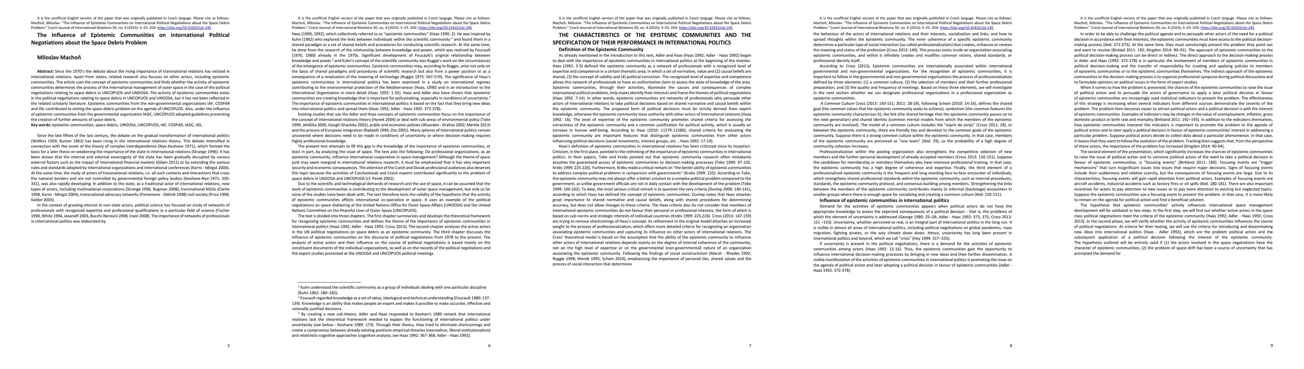Thumbnail for The Influence of Epistemic Communities on International Political
  Negotiations about the Space Debris Problem