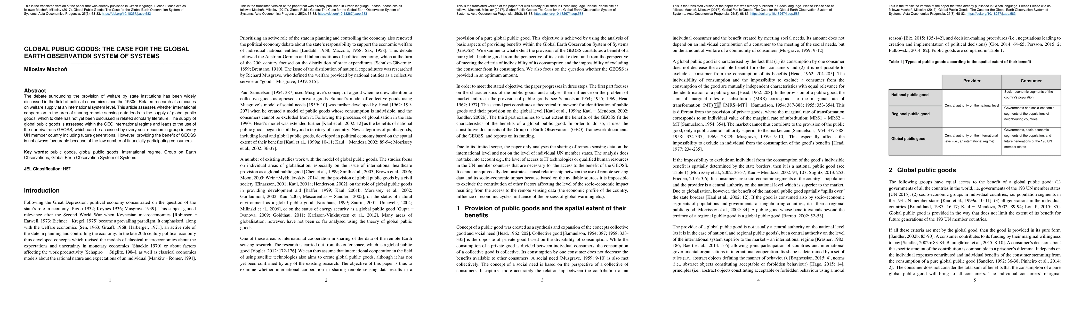 Thumbnail for Global Public Goods: The Case for the Global Earth Observation System of
  Systems