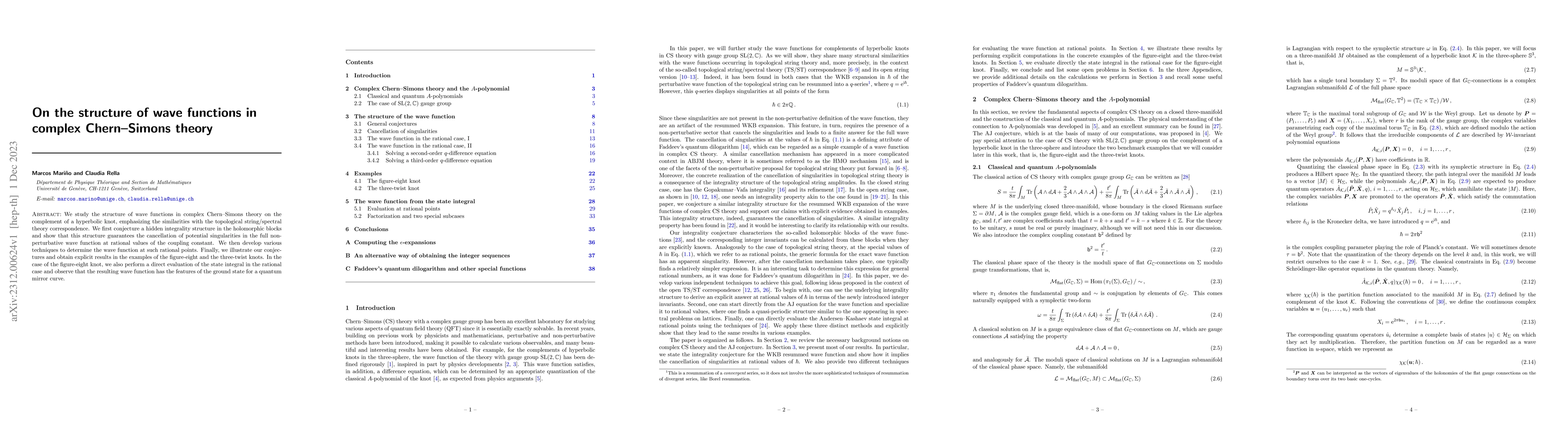 Thumbnail for On the structure of wave functions in complex Chern-Simons theory
