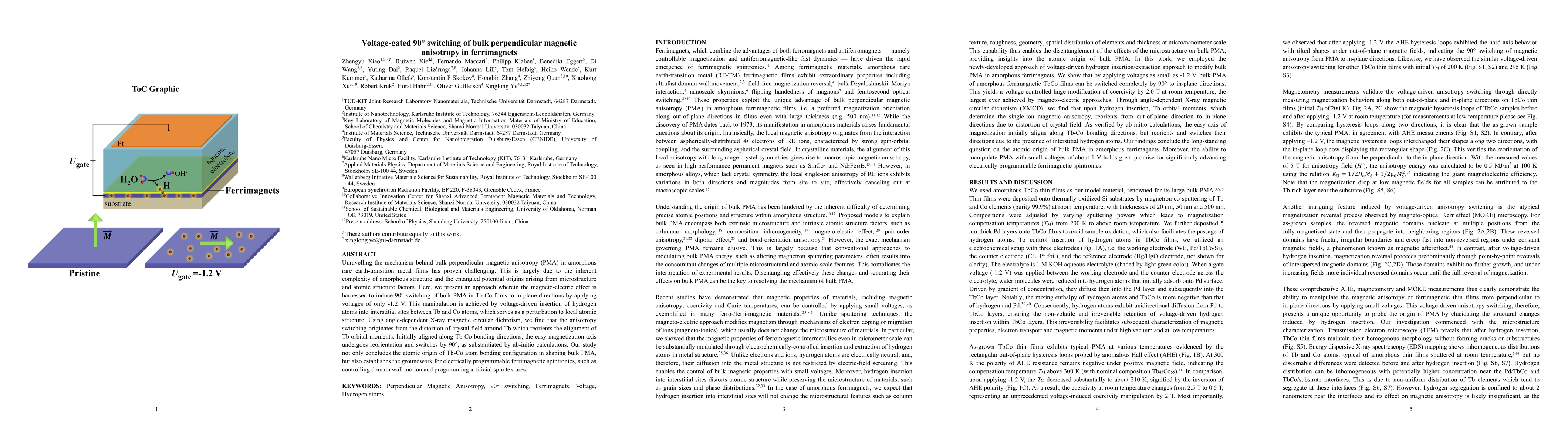 Thumbnail for Voltage-driven 90 switching of bulk perpendicular magnetic anisotropy in
  ferrimagnets