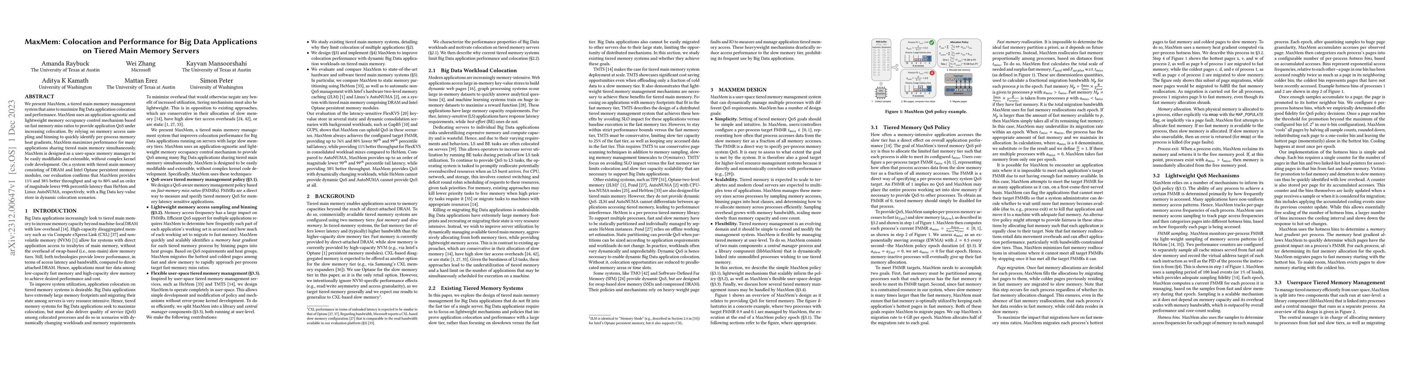 Thumbnail for MaxMem: Colocation and Performance for Big Data Applications on Tiered
  Main Memory Servers
