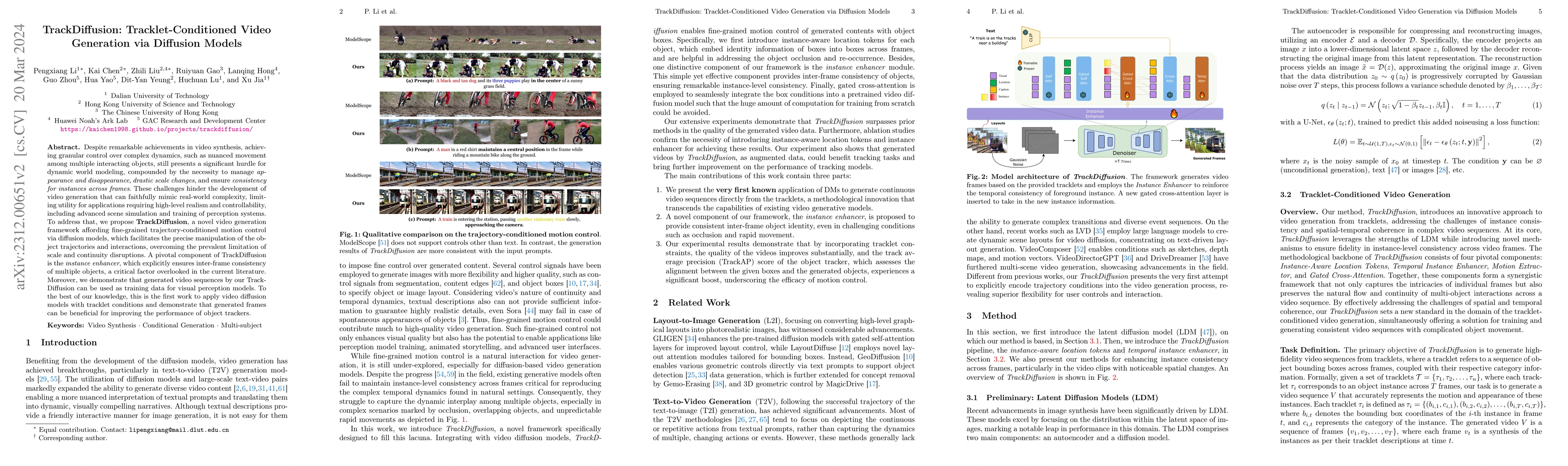 Thumbnail for TrackDiffusion: Tracklet-Conditioned Video Generation via Diffusion
  Models