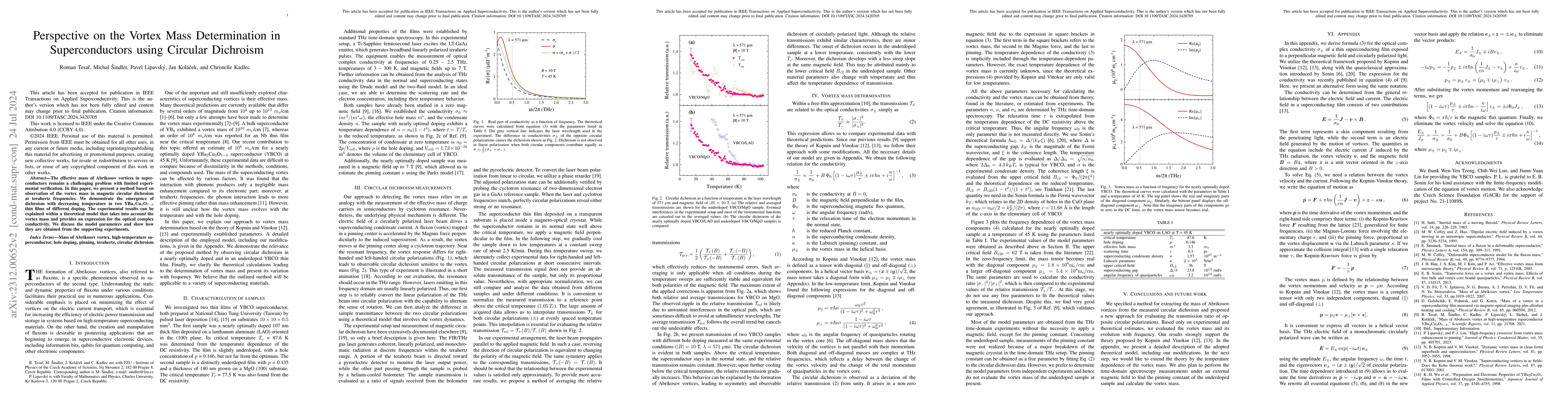 Thumbnail for Perspective on the Vortex Mass Determination in Superconductors using
  Circular Dichroism