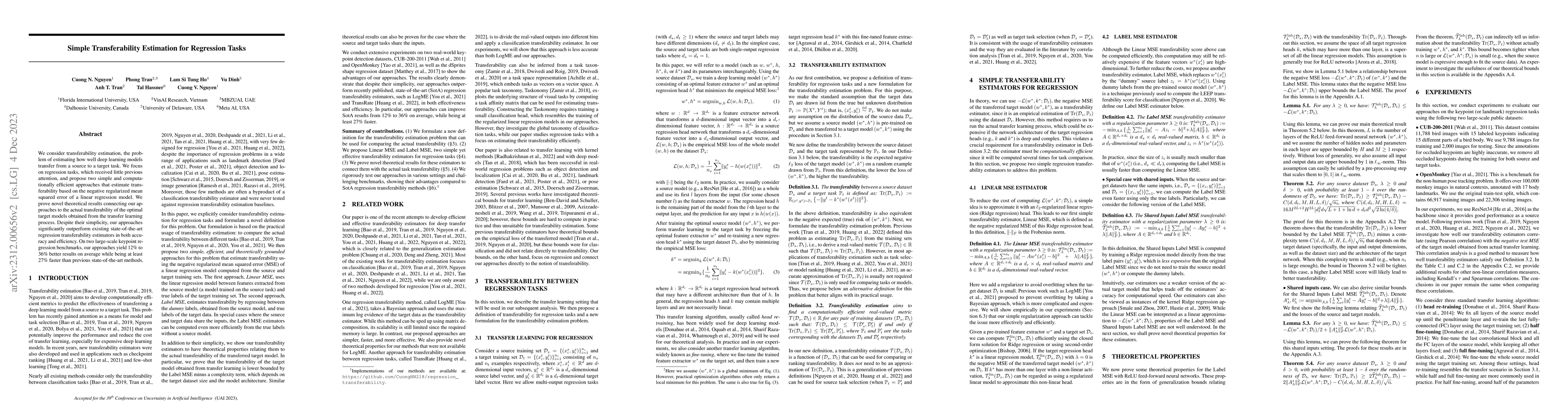 Thumbnail for Simple Transferability Estimation for Regression Tasks