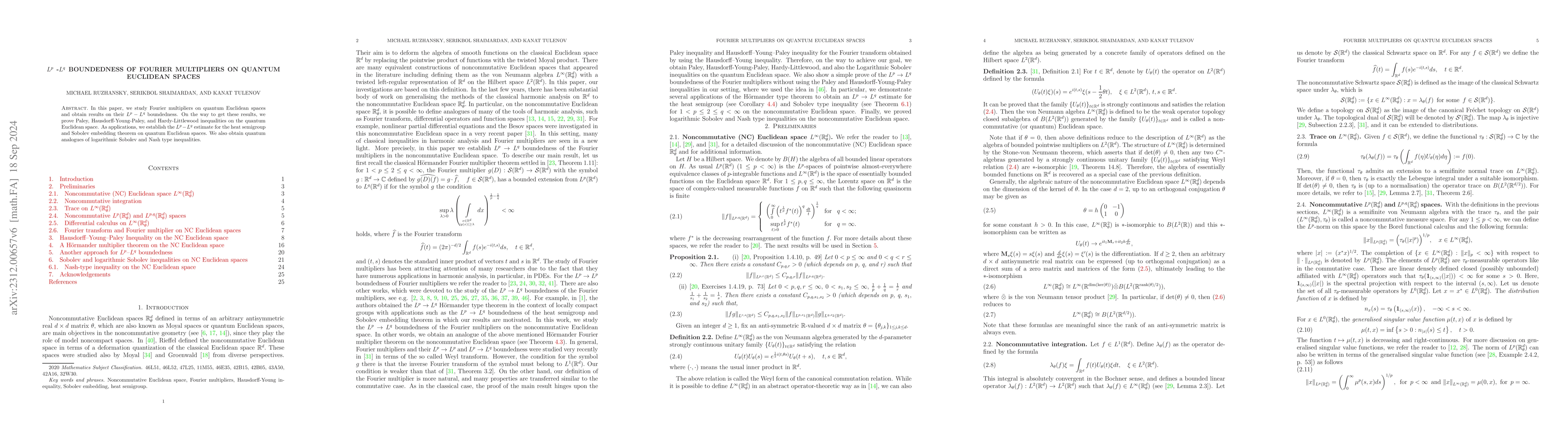 Thumbnail for $L^p -L^q$ boundedness of Fourier multipliers on quantum Euclidean
  spaces