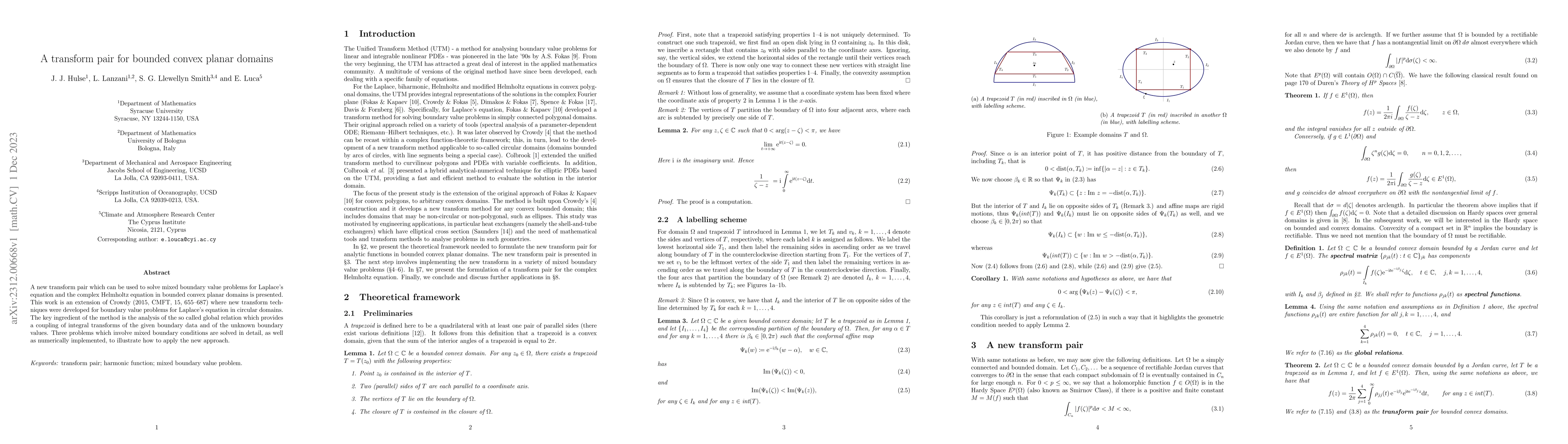 Thumbnail for A transform pair for bounded convex planar domains