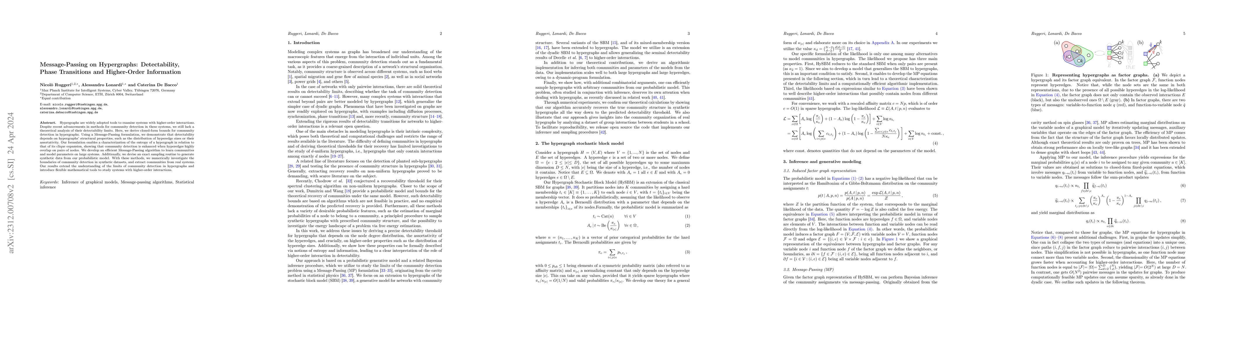 Thumbnail for Message-Passing on Hypergraphs: Detectability, Phase Transitions and
  Higher-Order Information