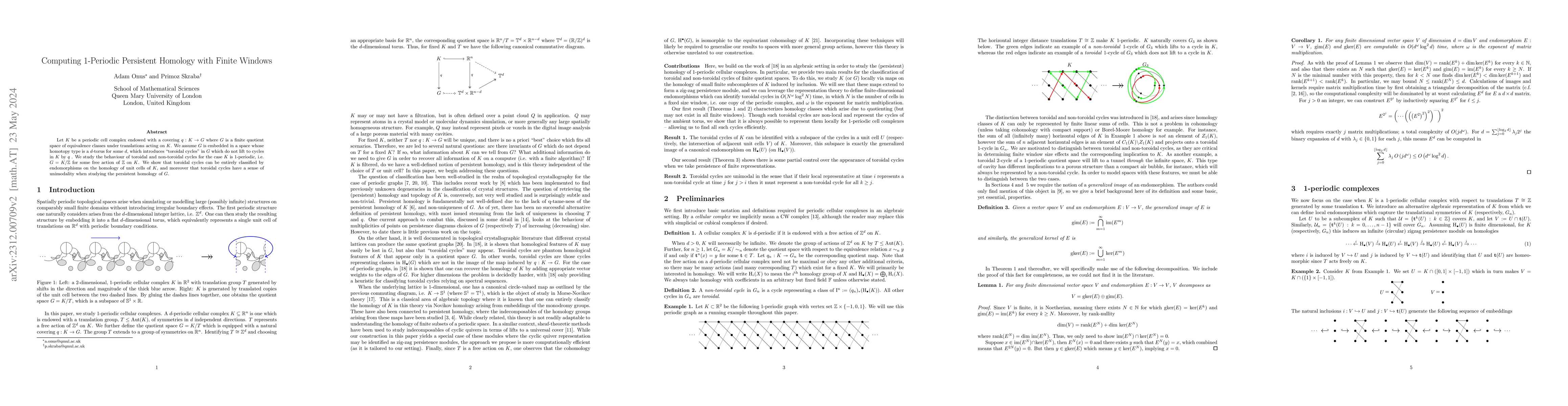 Thumbnail for Computing 1-Periodic Persistent Homology with Finite Windows