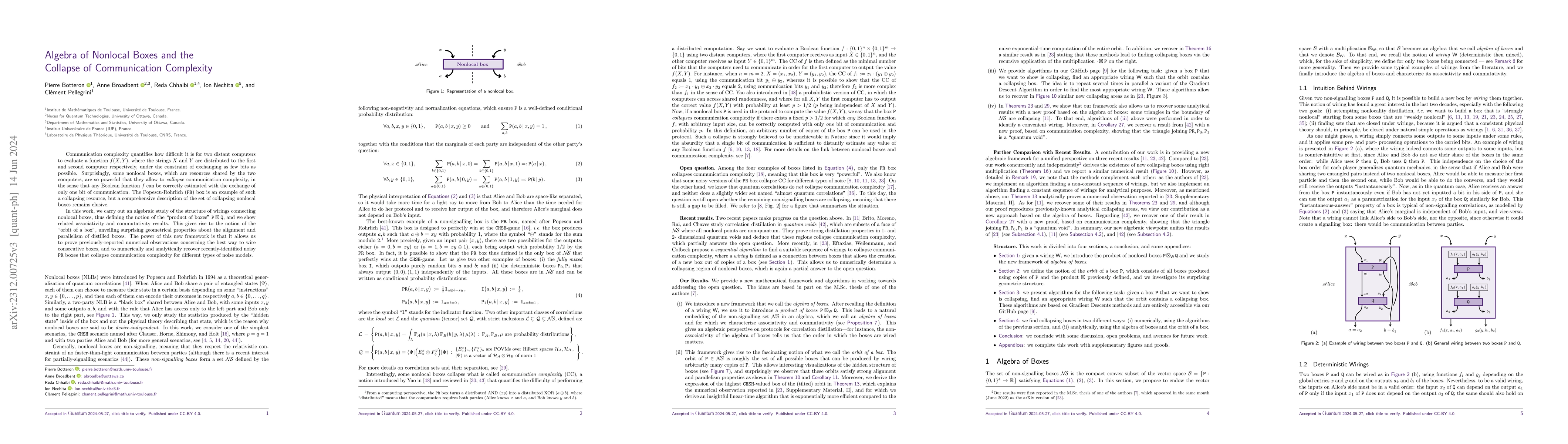 Thumbnail for Algebra of Nonlocal Boxes and the Collapse of Communication Complexity