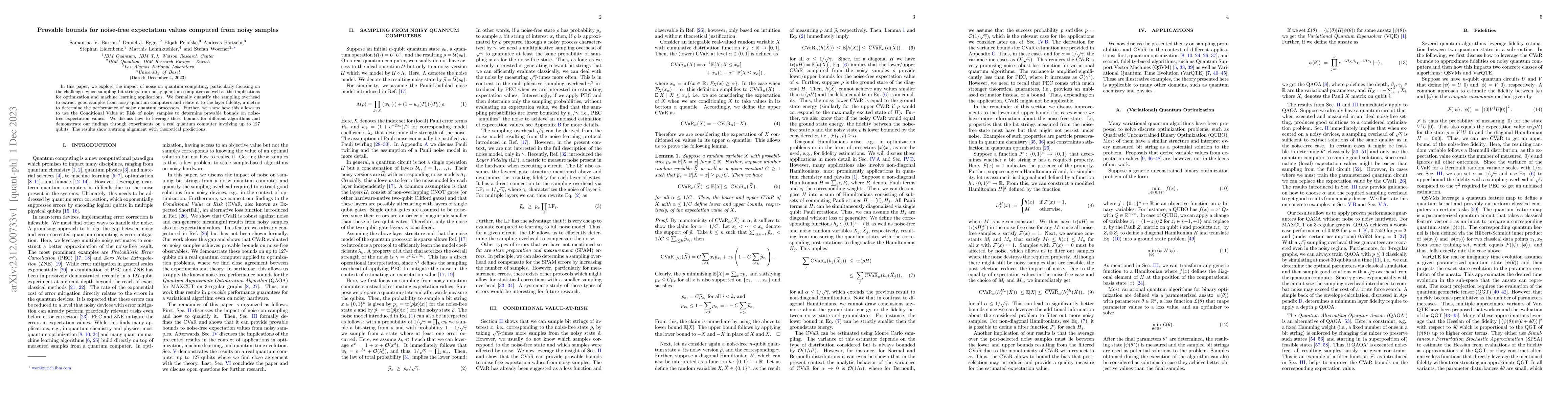 Thumbnail for Provable bounds for noise-free expectation values computed from noisy
  samples