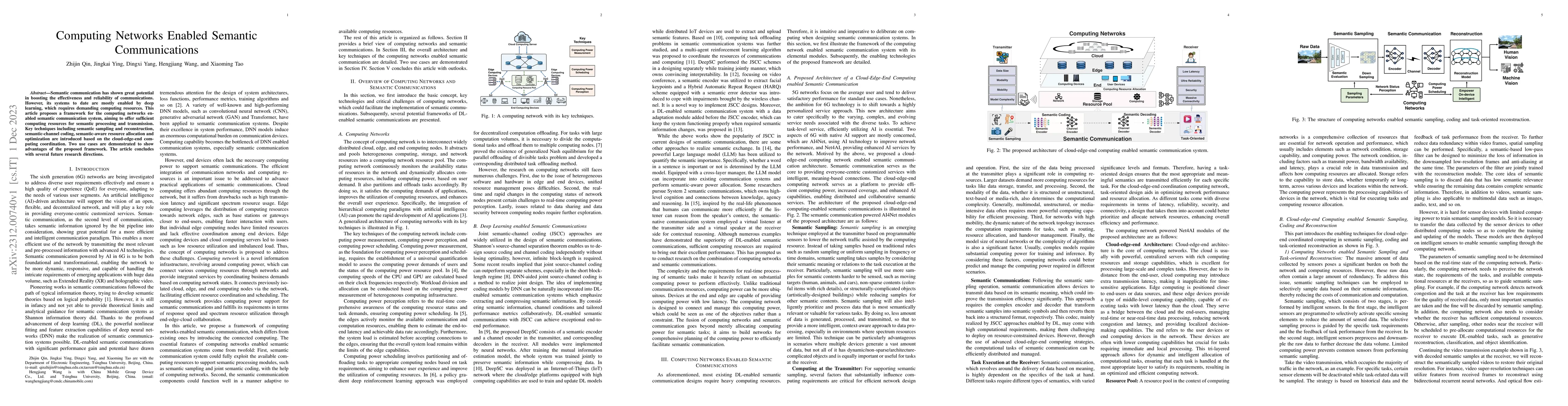 Thumbnail for Computing Networks Enabled Semantic Communications