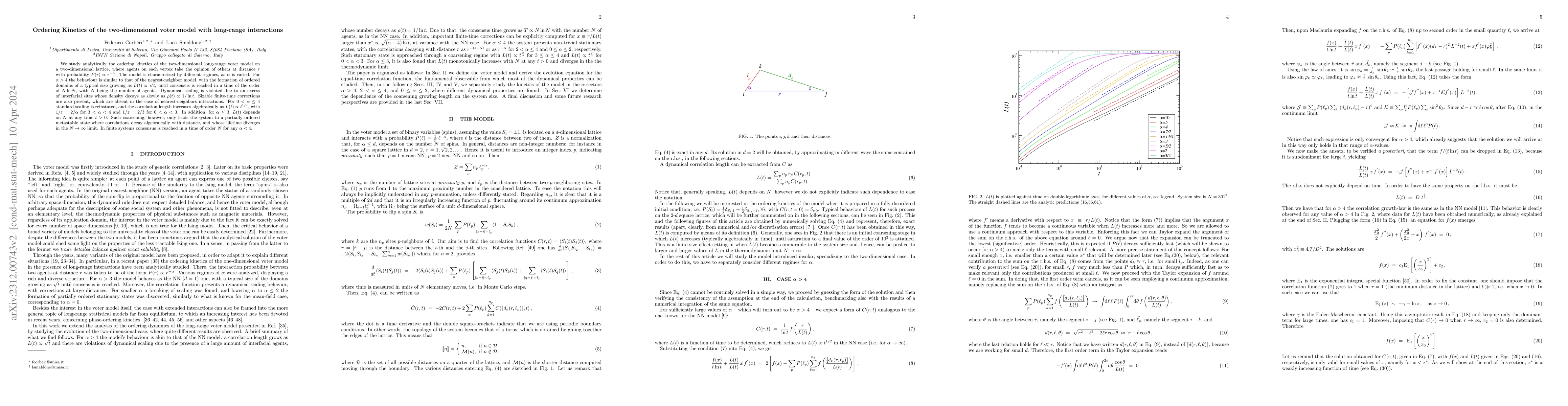 Thumbnail for Ordering Kinetics of the two-dimensional voter model with long-range
  interactions