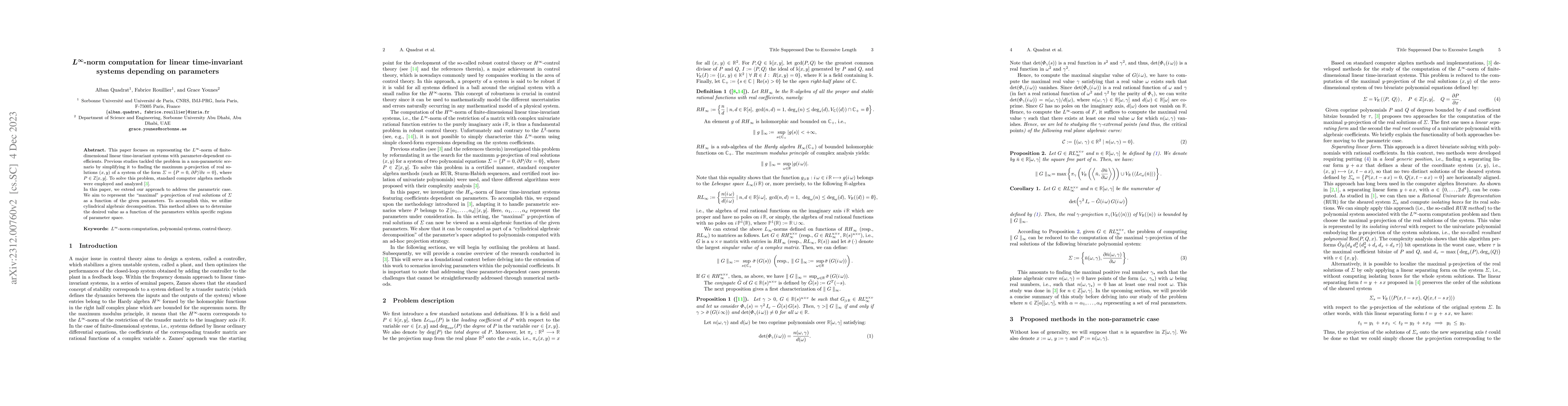Thumbnail for ${L}^{\infty}$-norm computation for linear time-invariant systems
  depending on parameters