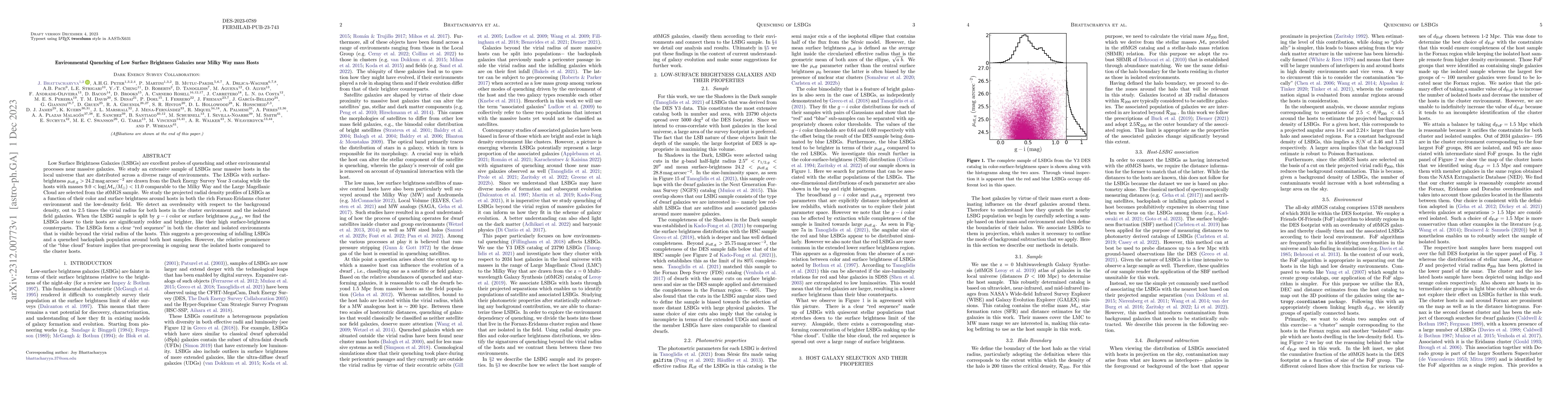 Thumbnail for Environmental Quenching of Low Surface Brightness Galaxies near Milky
  Way mass Hosts