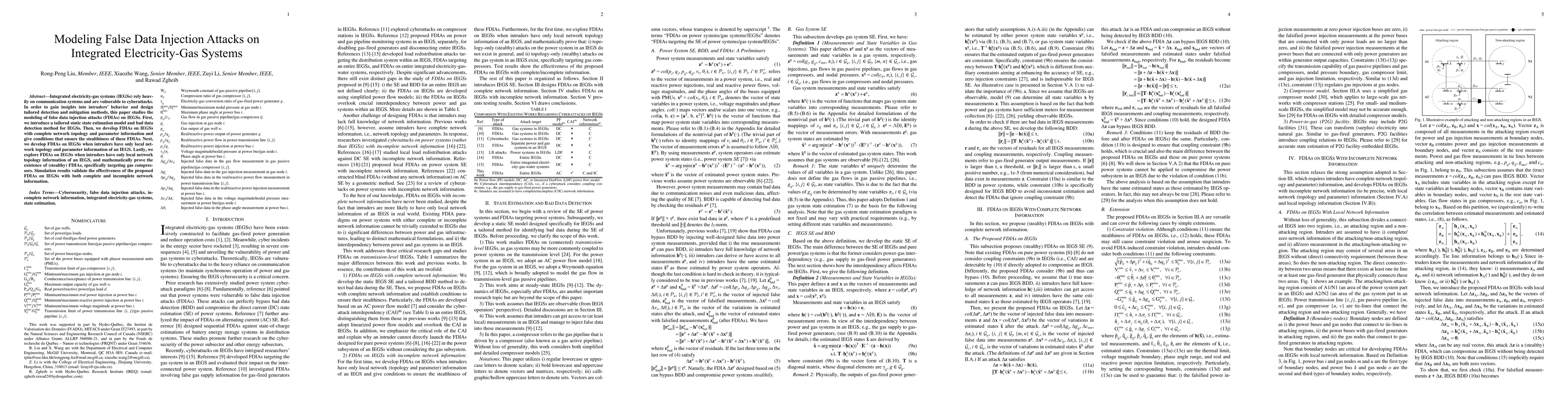 Thumbnail for Modeling False Data Injection Attacks on Integrated Electricity-Gas
  Systems