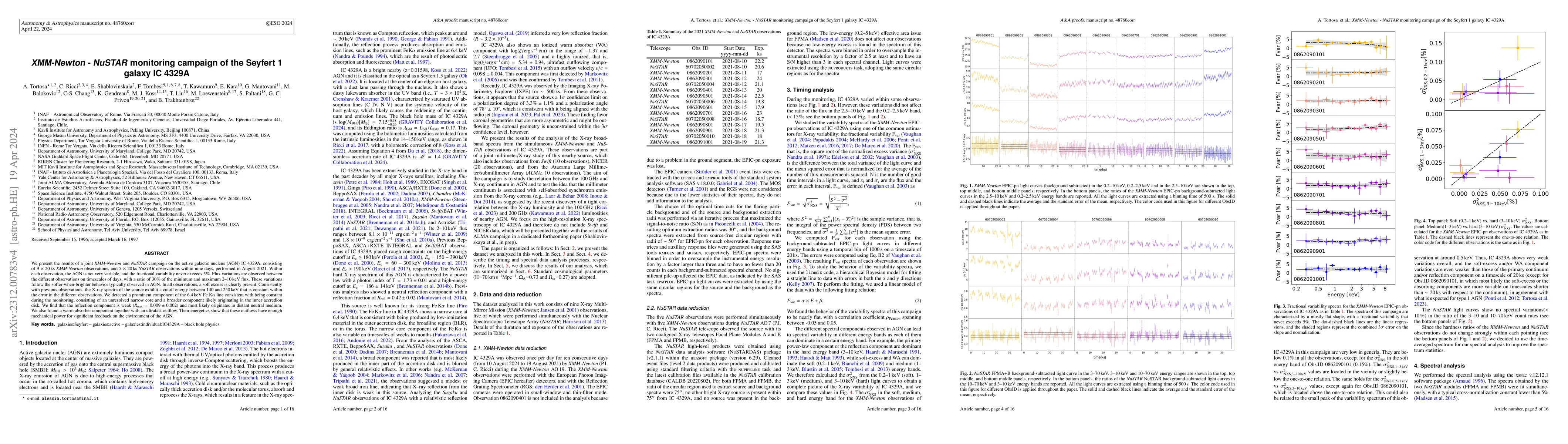 Thumbnail for XMM-Newton --NuSTAR monitoring campaign of the Seyfert 1 galaxy IC 4329A