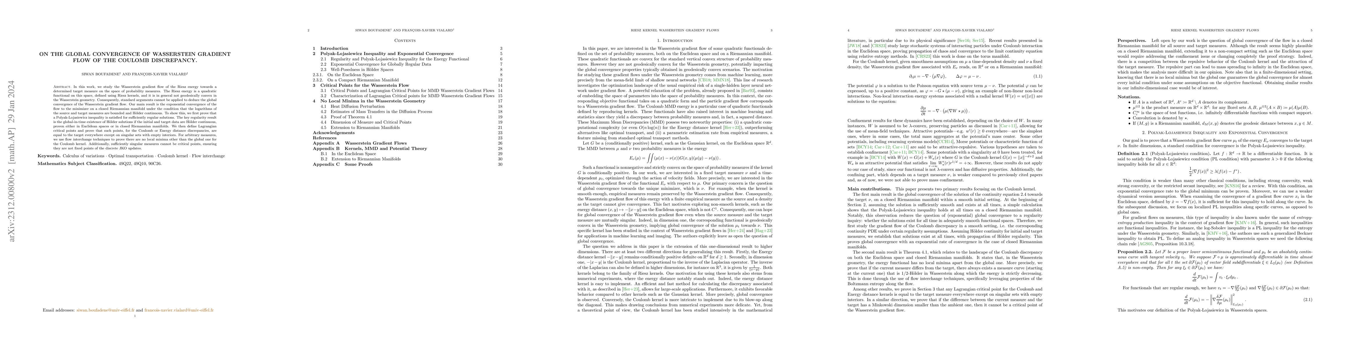 Thumbnail for On the global convergence of Wasserstein gradient flow of the Coulomb
  discrepancy