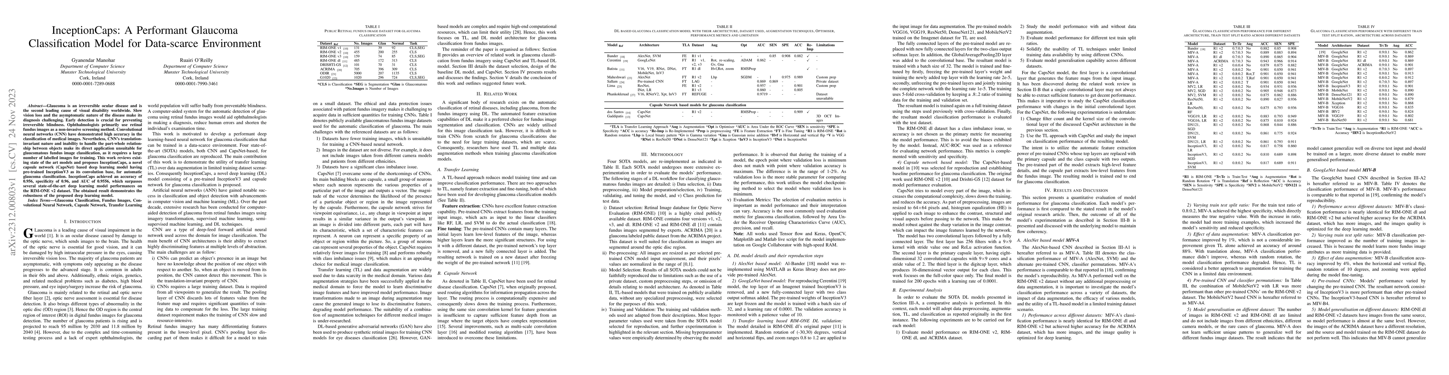 Thumbnail for InceptionCaps: A Performant Glaucoma Classification Model for
  Data-scarce Environment