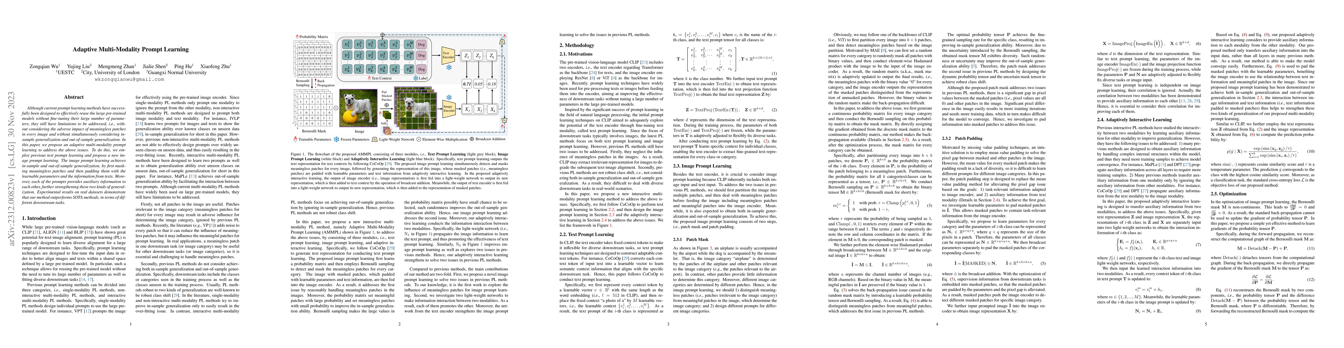 Thumbnail for Adaptive Multi-Modality Prompt Learning