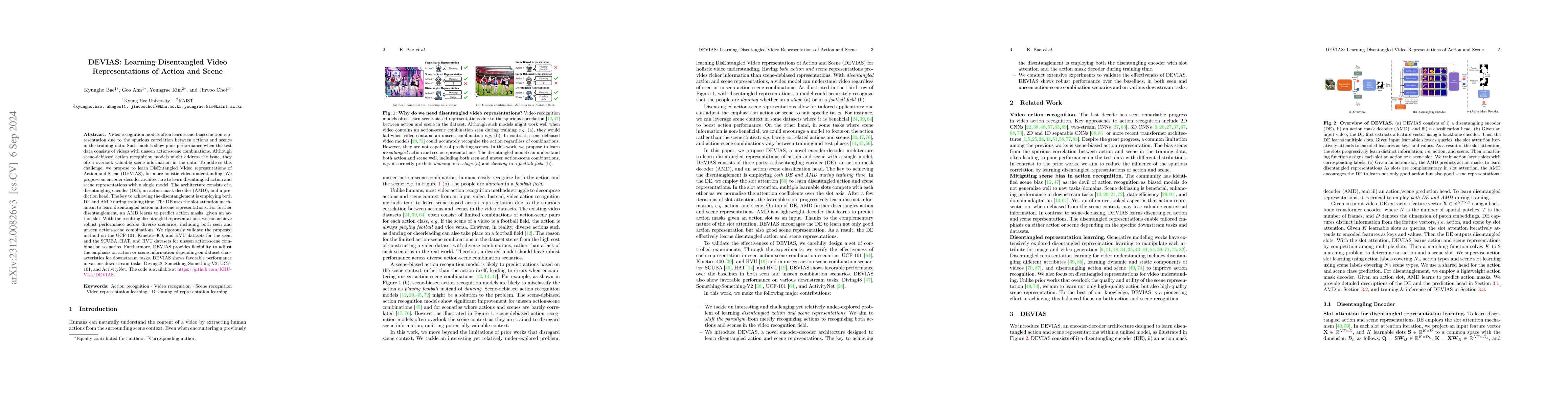 Thumbnail for DEVIAS: Learning Disentangled Video Representations of Action and Scene
  for Holistic Video Understanding