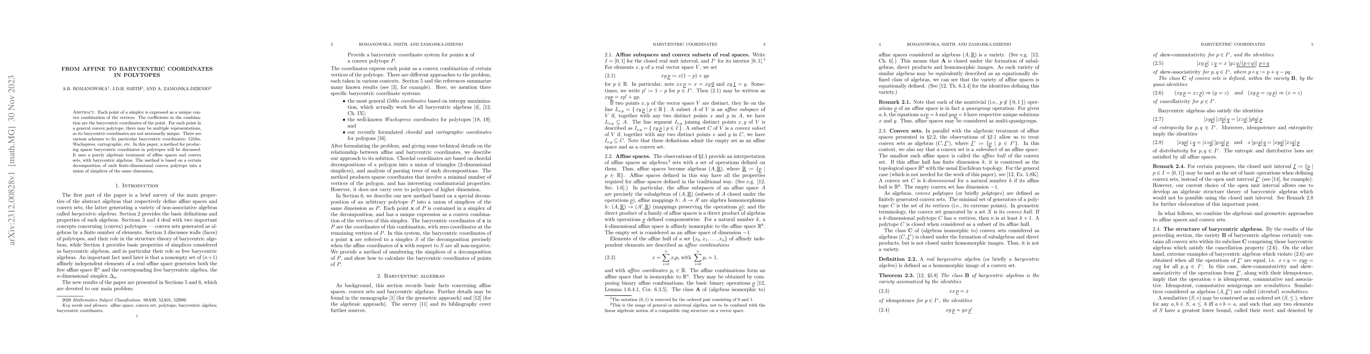 Thumbnail for From affine to barycentric coordinates in polytopes