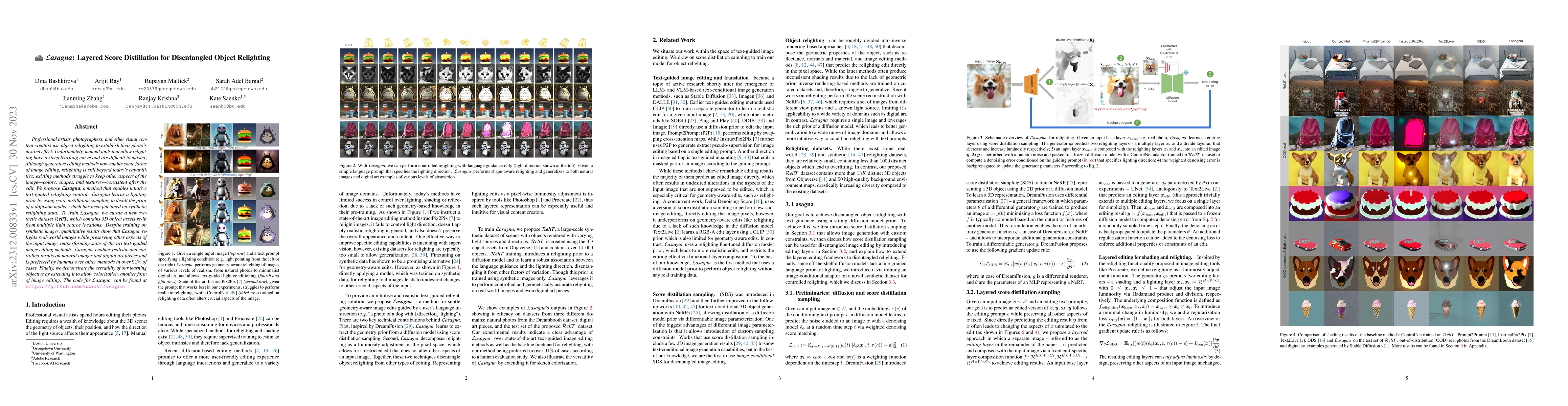 Thumbnail for Lasagna: Layered Score Distillation for Disentangled Object Relighting