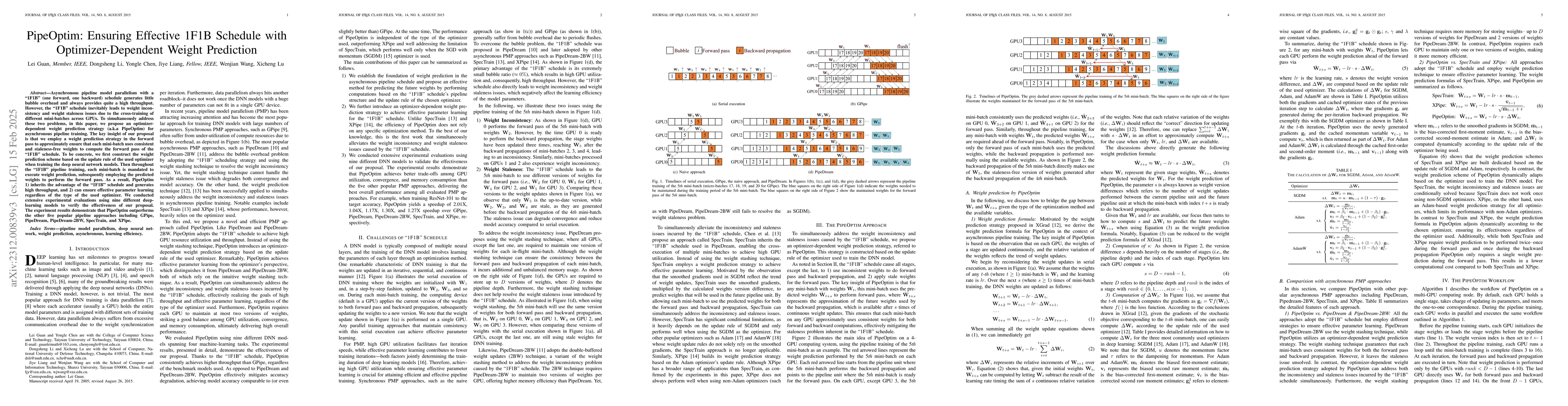 Thumbnail for PipeOptim: Ensuring Effective 1F1B Schedule with Optimizer-Dependent
  Weight Prediction