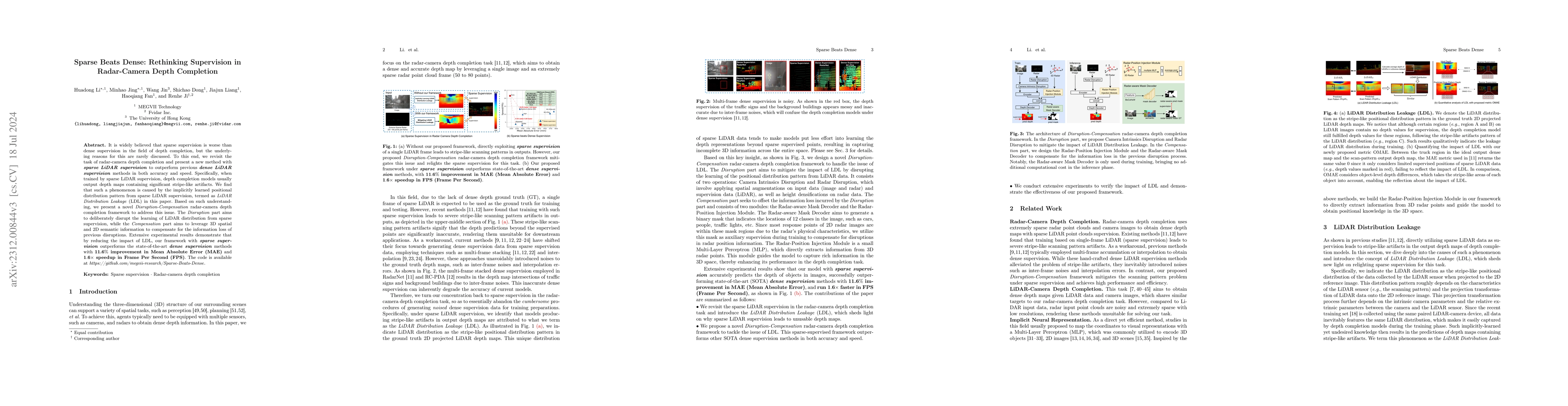 Thumbnail for Sparse Beats Dense: Rethinking Supervision in Radar-Camera Depth
  Completion
