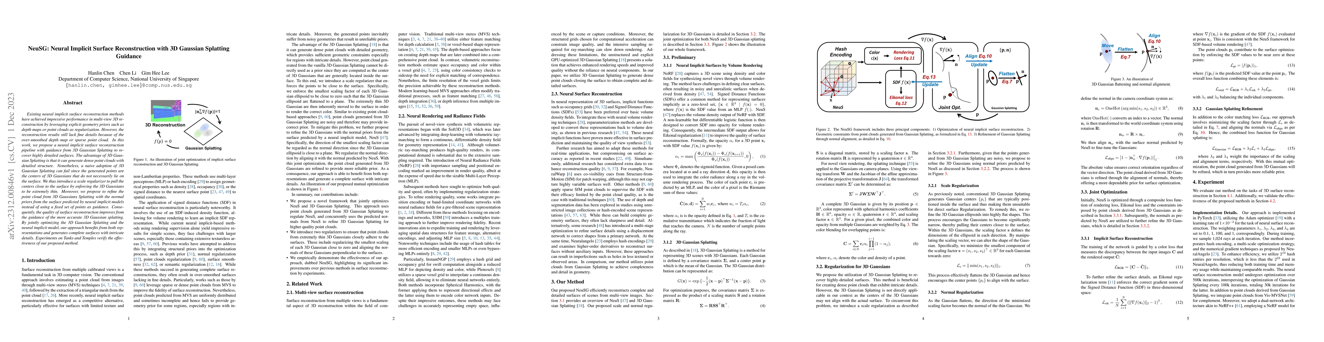 Thumbnail for NeuSG: Neural Implicit Surface Reconstruction with 3D Gaussian Splatting
  Guidance