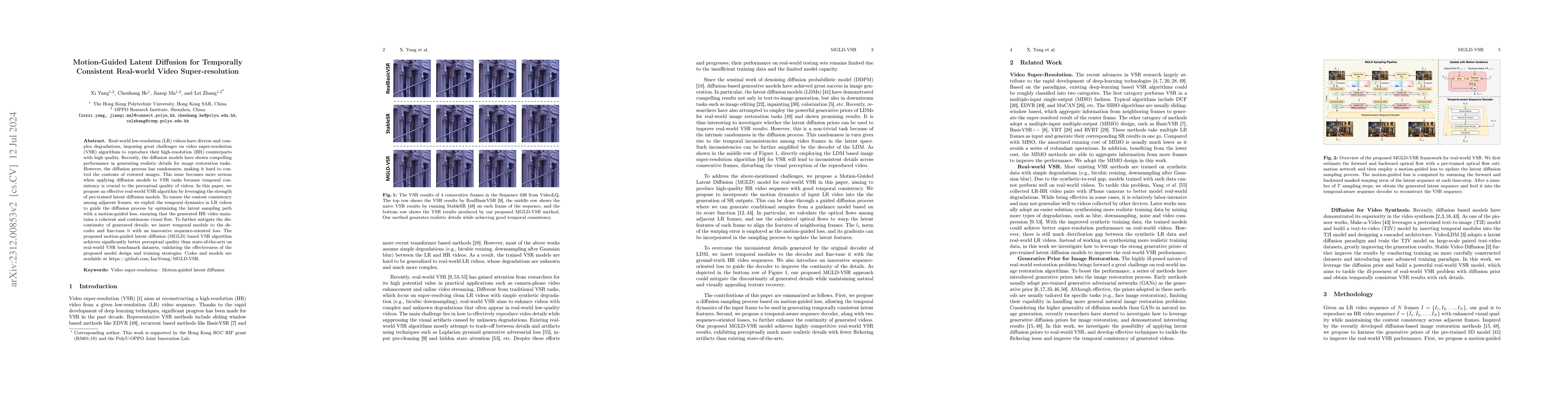 Thumbnail for Motion-Guided Latent Diffusion for Temporally Consistent Real-world
  Video Super-resolution