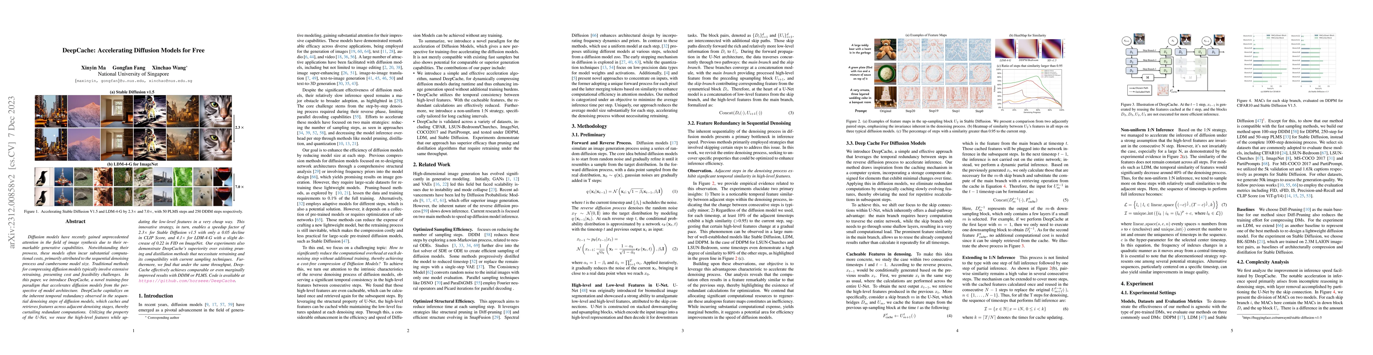 Thumbnail for DeepCache: Accelerating Diffusion Models for Free