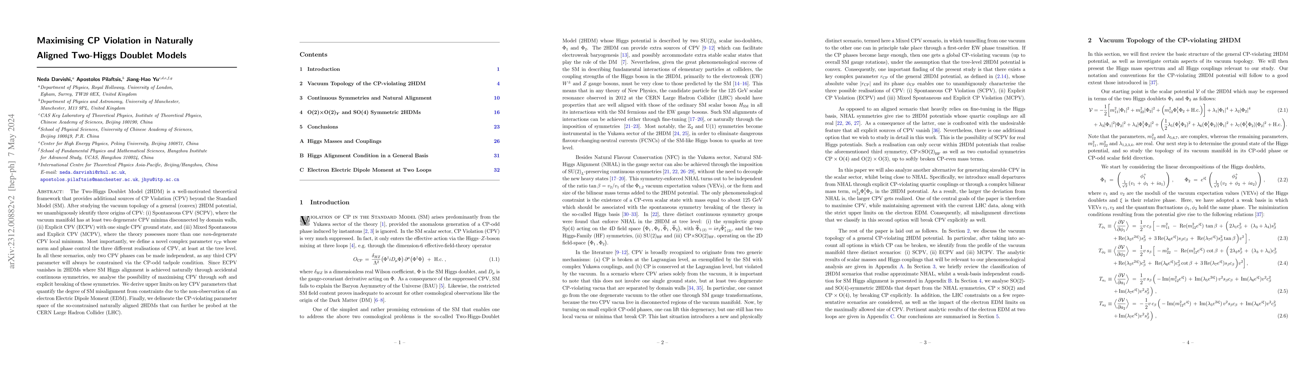 Thumbnail for Maximising CP Violation in Naturally Aligned Two-Higgs Doublet Models