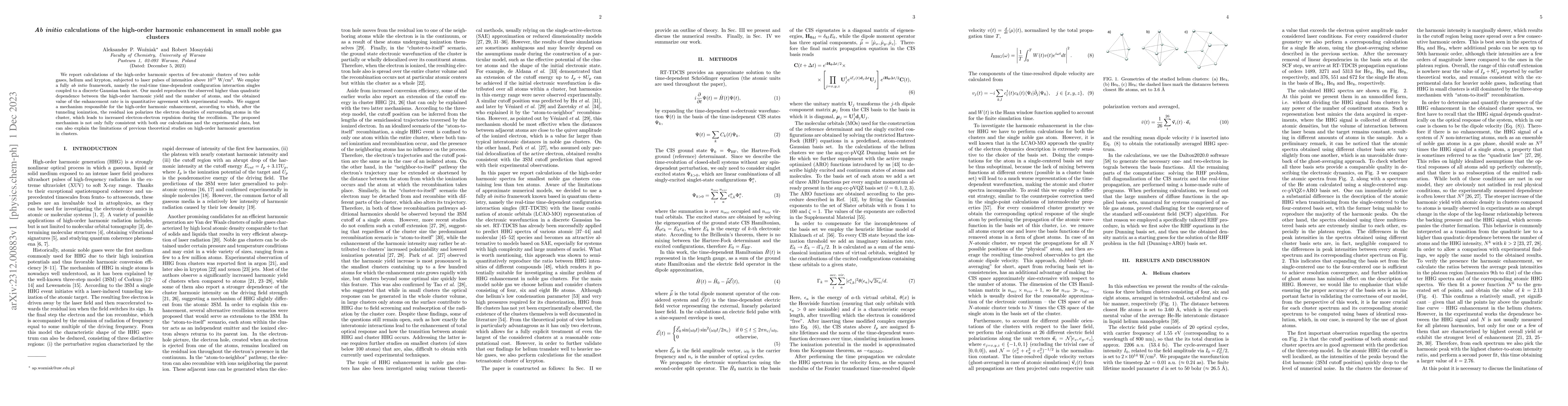 Thumbnail for \textit{Ab initio} calculations of the high-order harmonic enhancement
  in small noble gas clusters