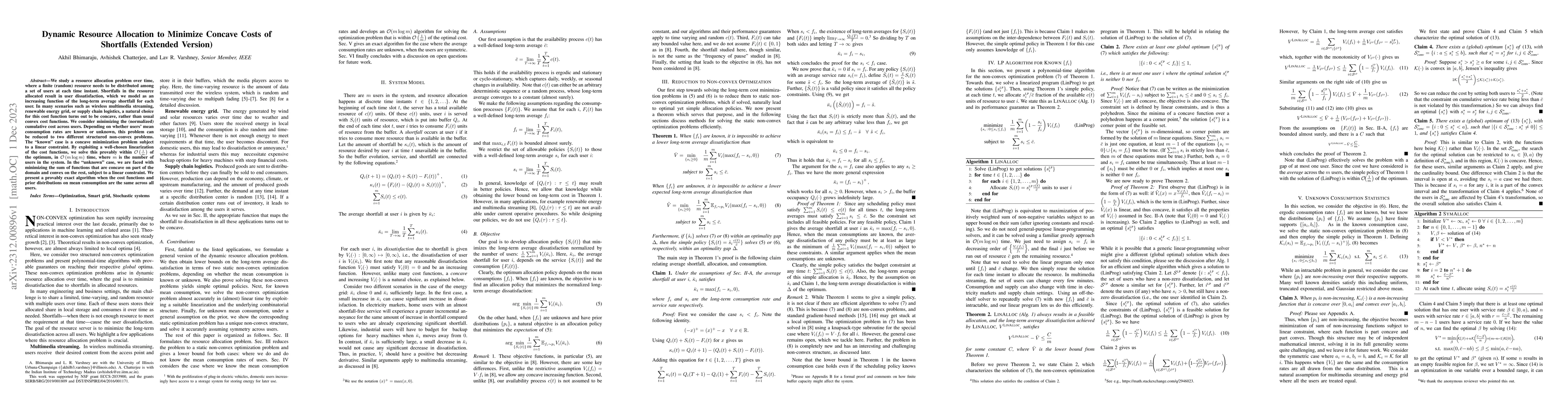 Thumbnail for Dynamic Resource Allocation to Minimize Concave Costs of Shortfalls