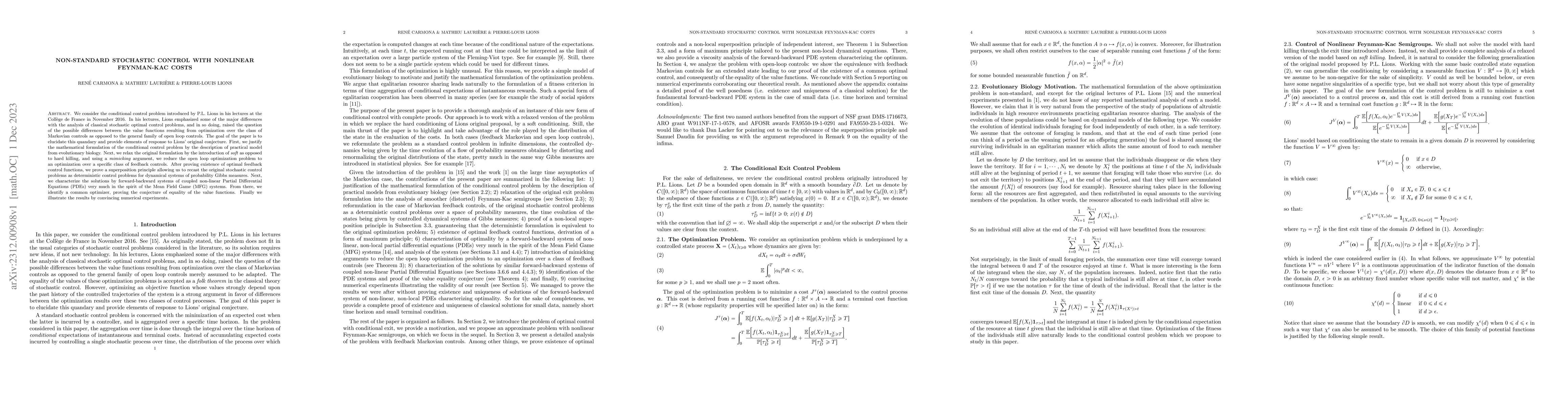Thumbnail for Non-standard Stochastic Control with Nonlinear Feynman-Kac Costs