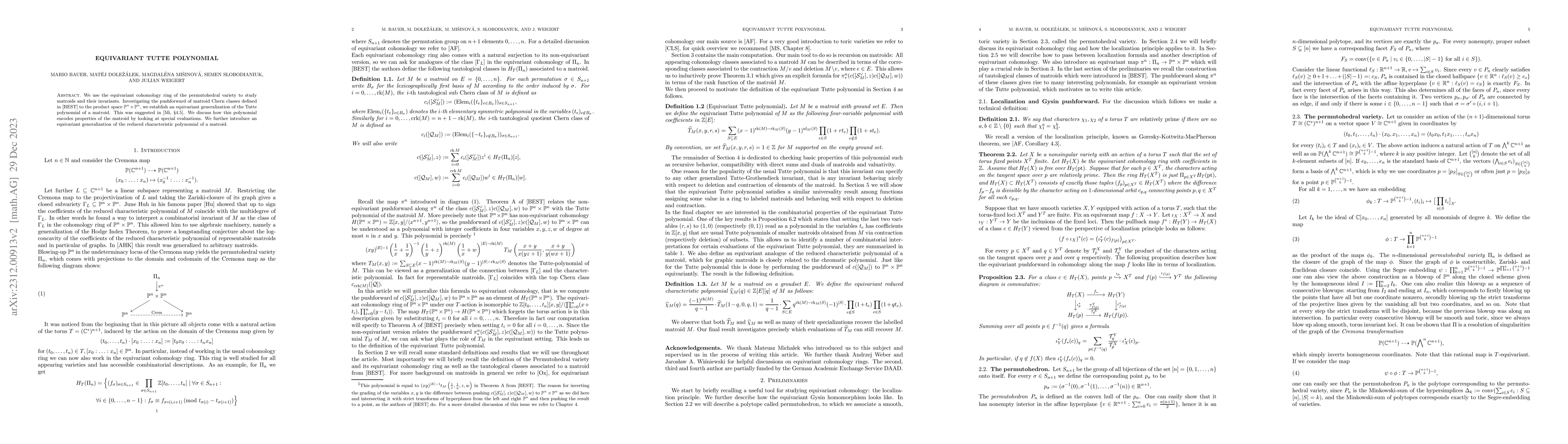 Thumbnail for Equivariant Tutte Polynomial