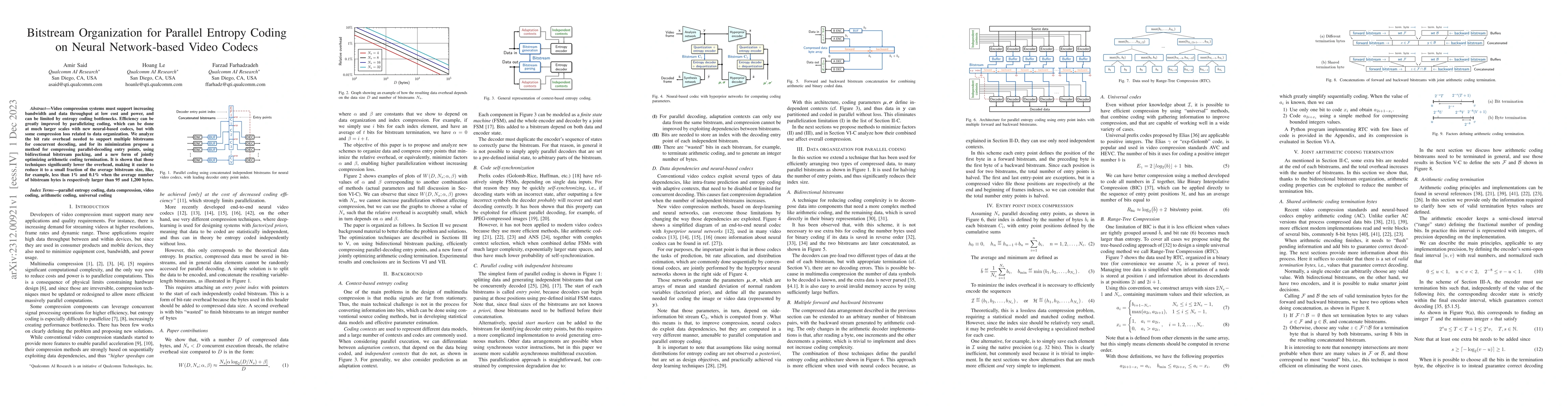 Thumbnail for Bitstream Organization for Parallel Entropy Coding on Neural
  Network-based Video Codecs