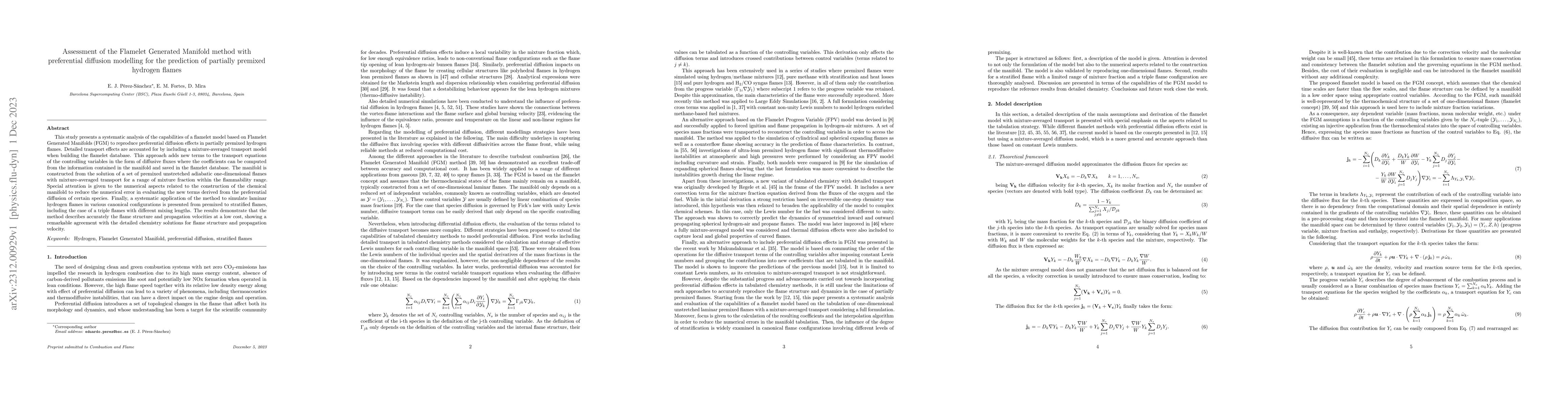 Thumbnail for Assessment of the Flamelet Generated Manifold method with preferential
  diffusion modelling for the prediction of partially premixed hydrogen flames