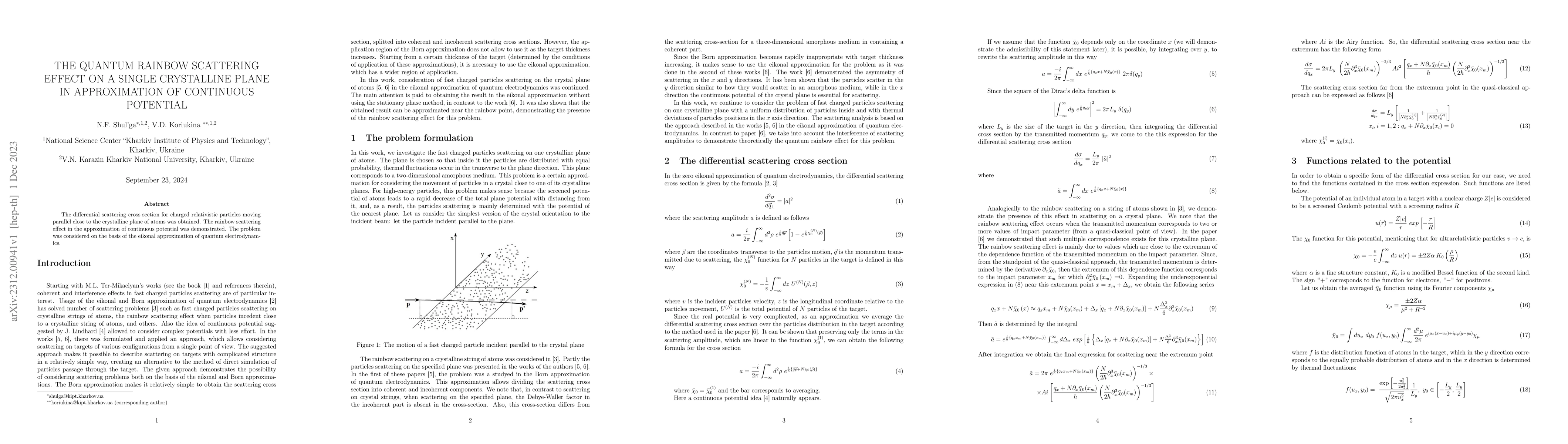 Thumbnail for The quantum rainbow scattering effect on a single crystalline plane in
  approximation of continuous potential